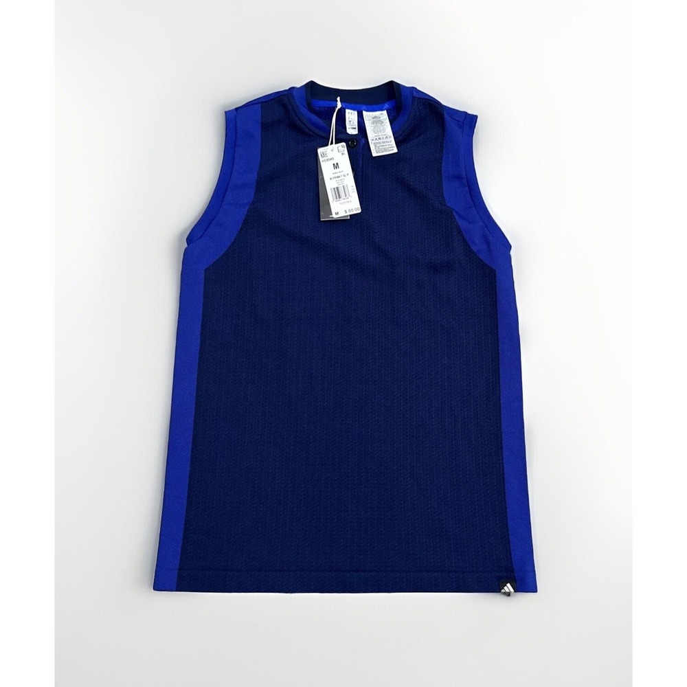 Adidas Golf Polo Women M Ultimate 365 Tour Prime Knit Sleeveless Shirt Blue